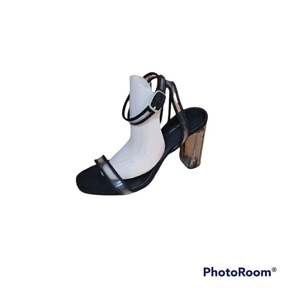Zara Shoes - Zara Basic Heeled Sandals with Transparent Heel. Size 40.